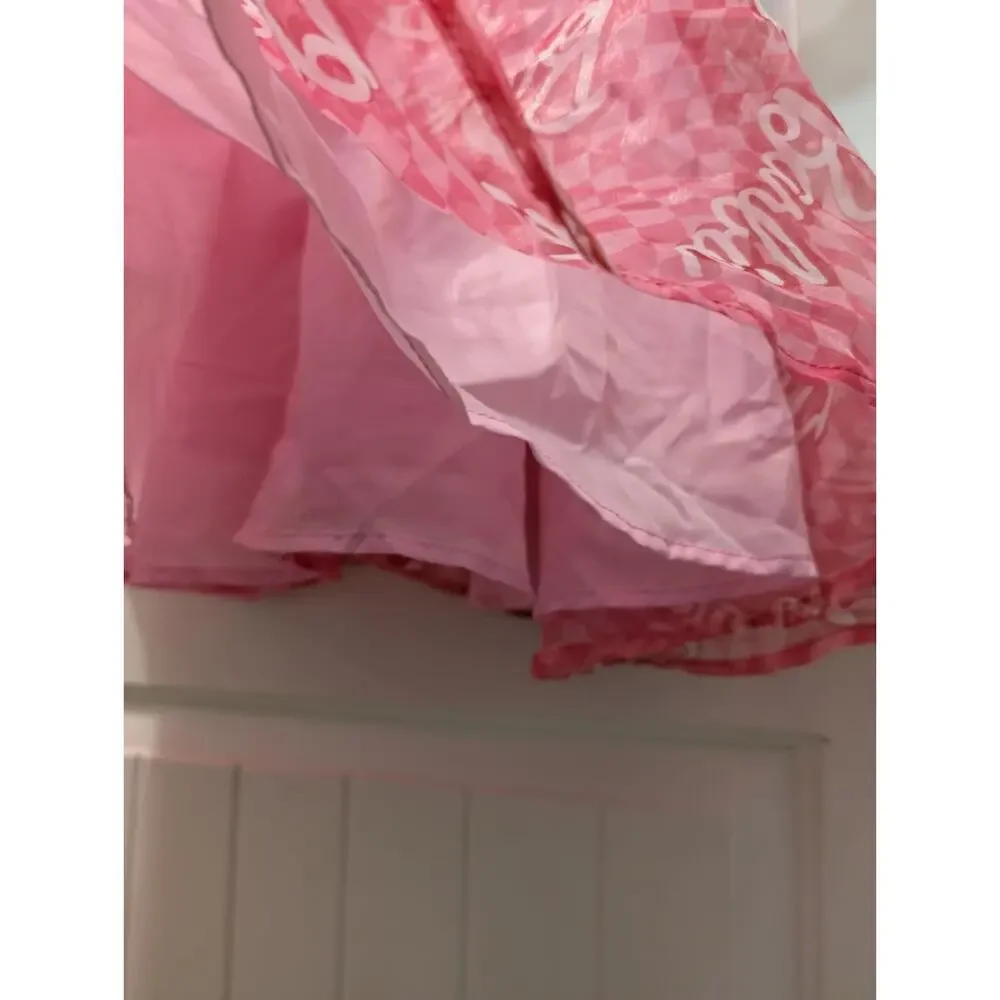 Girls Pink Barbie Dress With Puff Sleeves Halloween Costume Party Size XL(14)